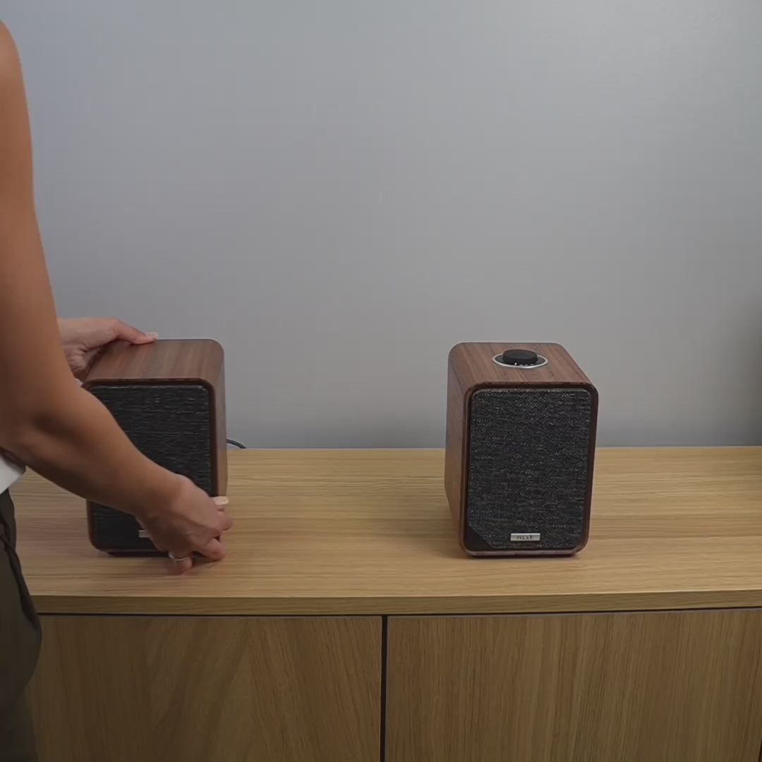 Load video: Ruark MR1 Mk3 Compact Active Bookshelf Speakers with Bluetooth - K&amp;B Audio