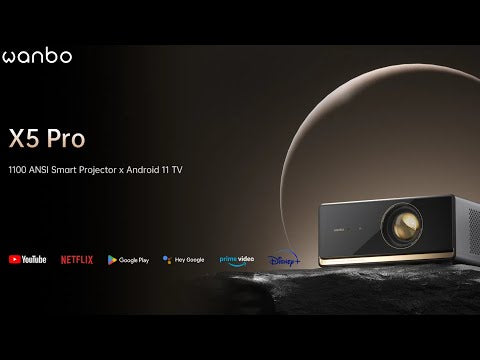 Wanbo X5 Pro 1080P Smart Projector with Android TV, Bluetooth & WiFi - K&B Audio