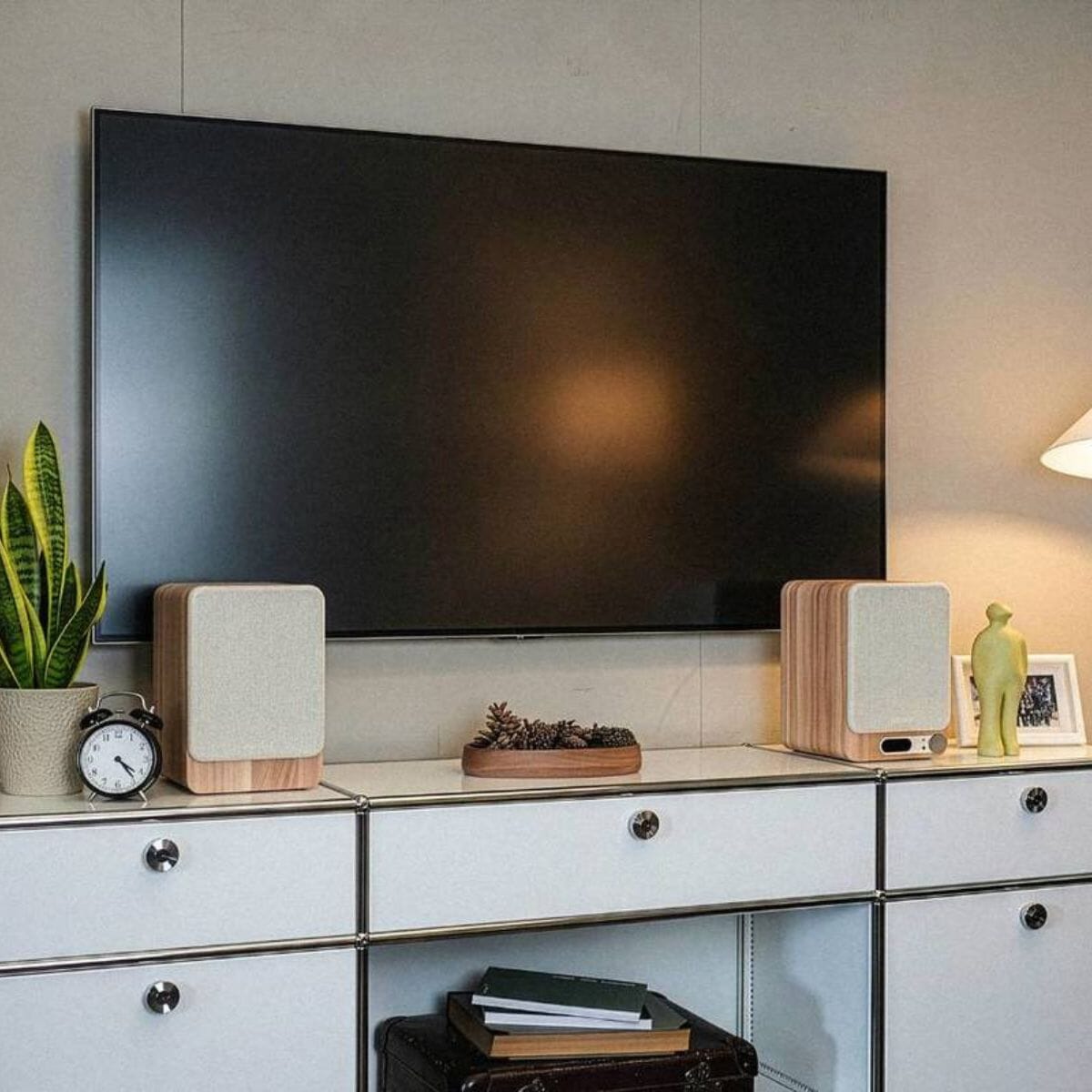 [OPEN BOX] Pure Classic Active Bookshelf Speakers with Bluetooth, DAB Radio - White / Oak - K&B Audio