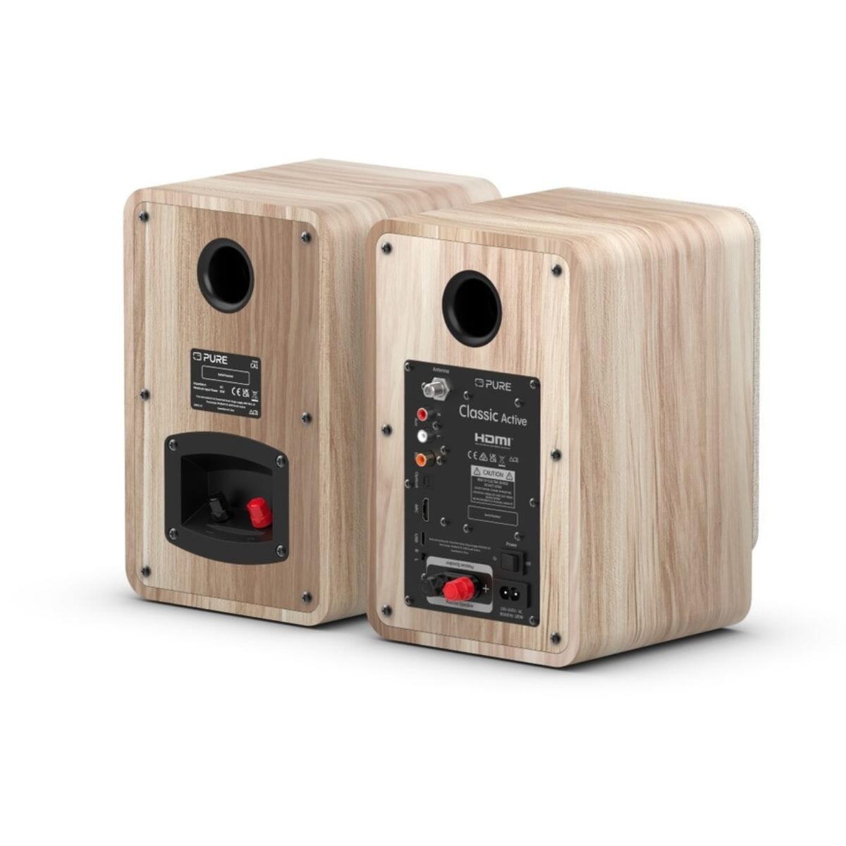 [OPEN BOX] Pure Classic Active Bookshelf Speakers with Bluetooth, DAB Radio - White / Oak - K&B Audio