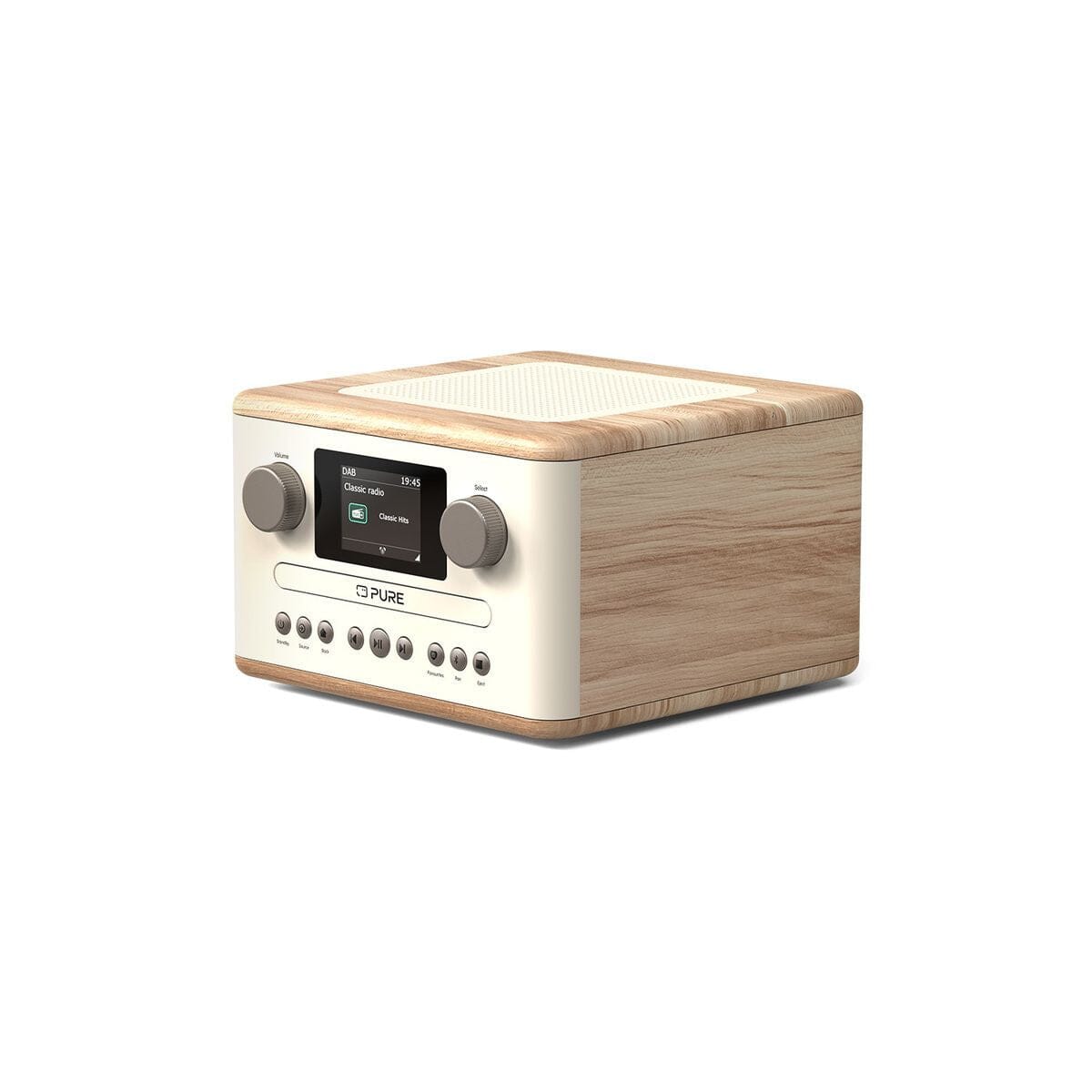 [OPEN BOX] Pure Classic C-D4 DAB/FM Radio with CD Player & Bluetooth - White/Oak - K&B Audio