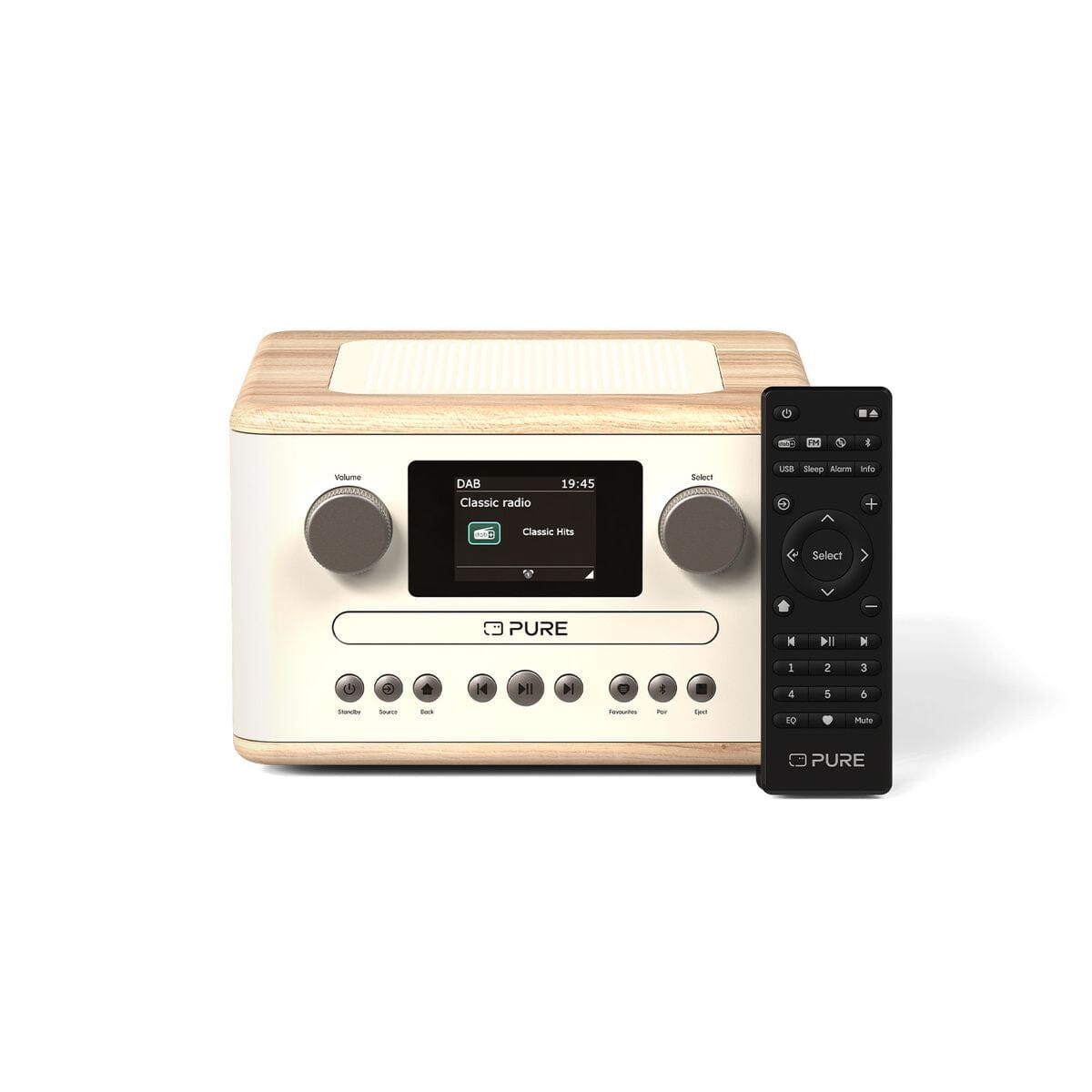 [OPEN BOX] Pure Classic C-D4 DAB/FM Radio with CD Player & Bluetooth - White/Oak - K&B Audio