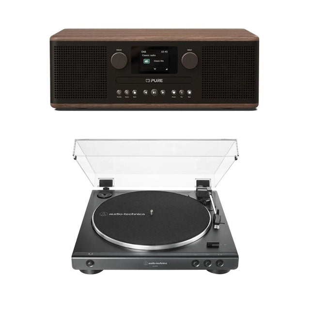 Pure Classic C-D6 CD Player, Radio & Bluetooth + Audio-Technica LP60X Turntable - K&B Audio