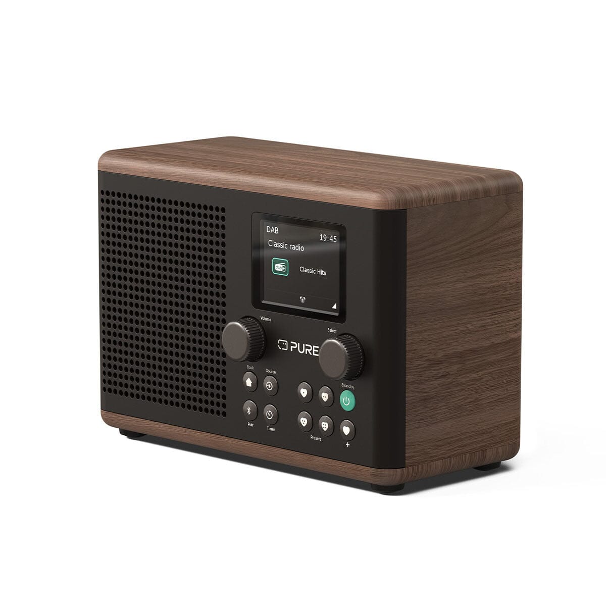 [OPEN BOX] Pure Classic H4 DAB/FM Radio with Bluetooth - Black / Walnut - K&B Audio