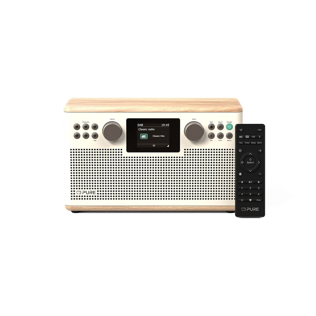 Pure Classic H6 DAB/FM Radio with Bluetooth Radios Pure Cotton White / Oak 