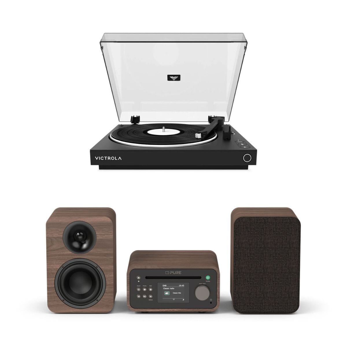 Pure Classic Stereo Mini DAB/FM Radio, CD, Bluetooth + Victrola Automatic Record Player - K&B Audio