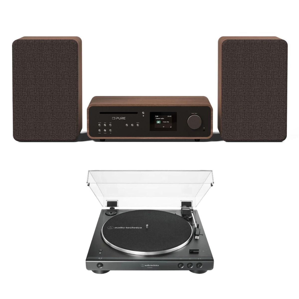 Pure Classic Stereo System with CD / Radio / Bluetooth + Audio-Technica LP60X Turntable - K&B Audio