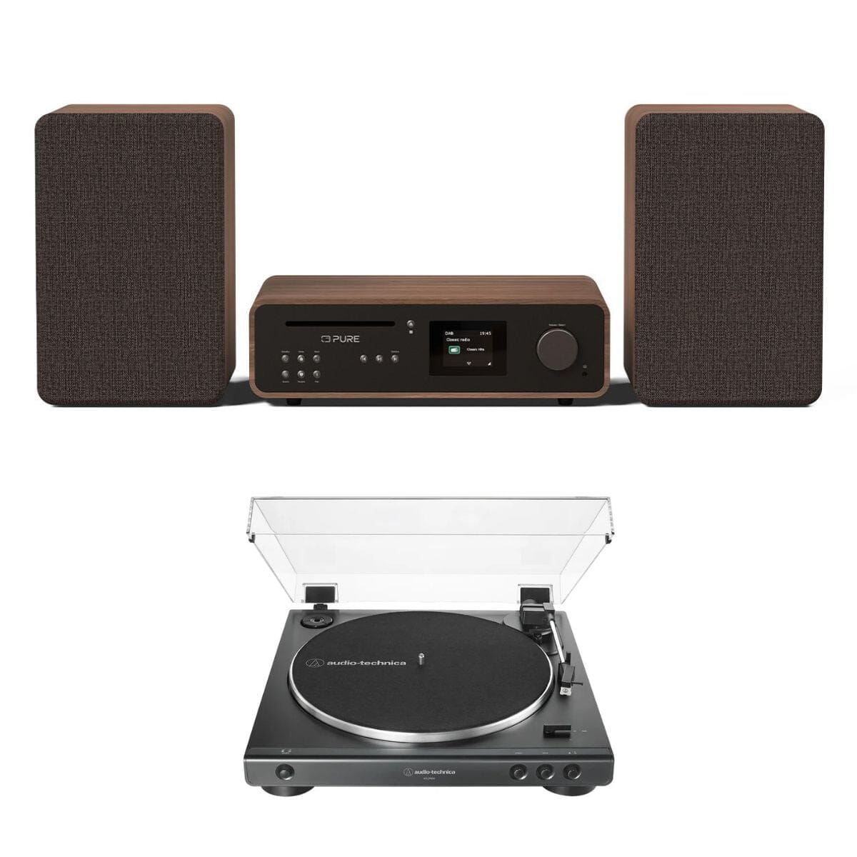 Audio-Technica LP60X Turntable + Pure Classic Stereo inc. CD, Radio & Bluetooth - K&B Audio