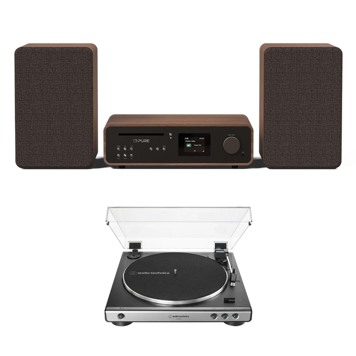 Audio-Technica LP60X Turntable + Pure Classic Stereo inc. CD, Radio & Bluetooth - K&B Audio