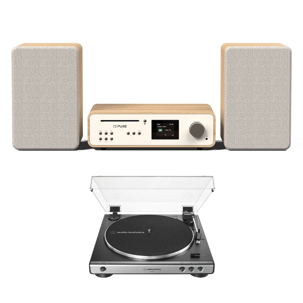 Audio-Technica LP60X Turntable + Pure Classic Stereo inc. CD, Radio & Bluetooth - K&B Audio