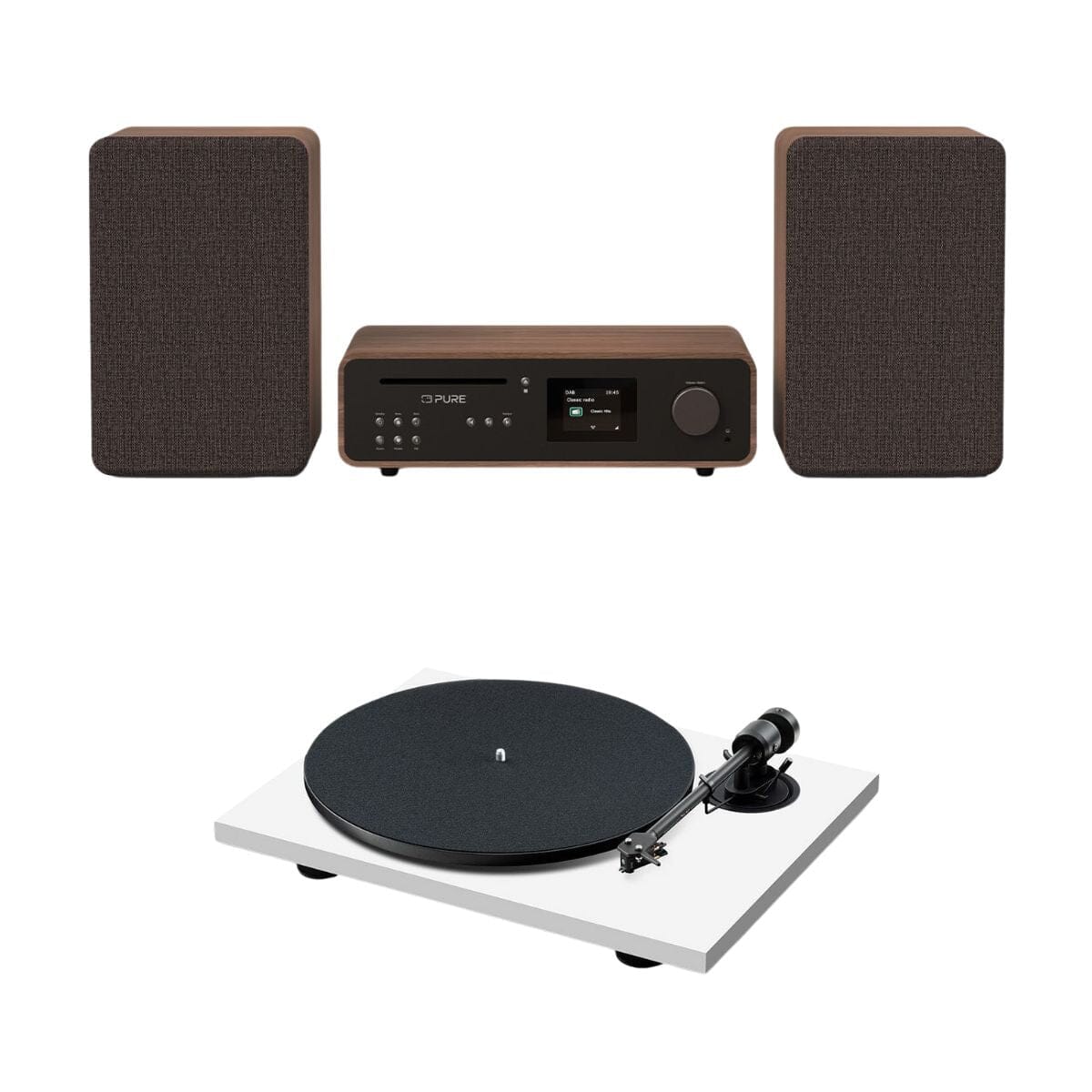 Pure Classic Stereo System with CD / Radio / Bluetooth + Pro-Ject E1.2 Audiophile Turntable - K&B Audio