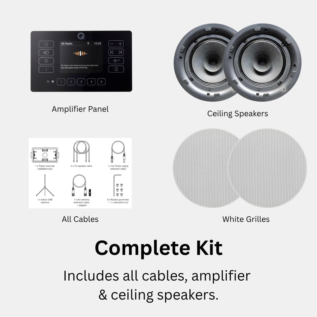 Q Acoustics E120 4 x 6.5" Bluetooth Ceiling Speaker System with DAB Radio - K&B Audio