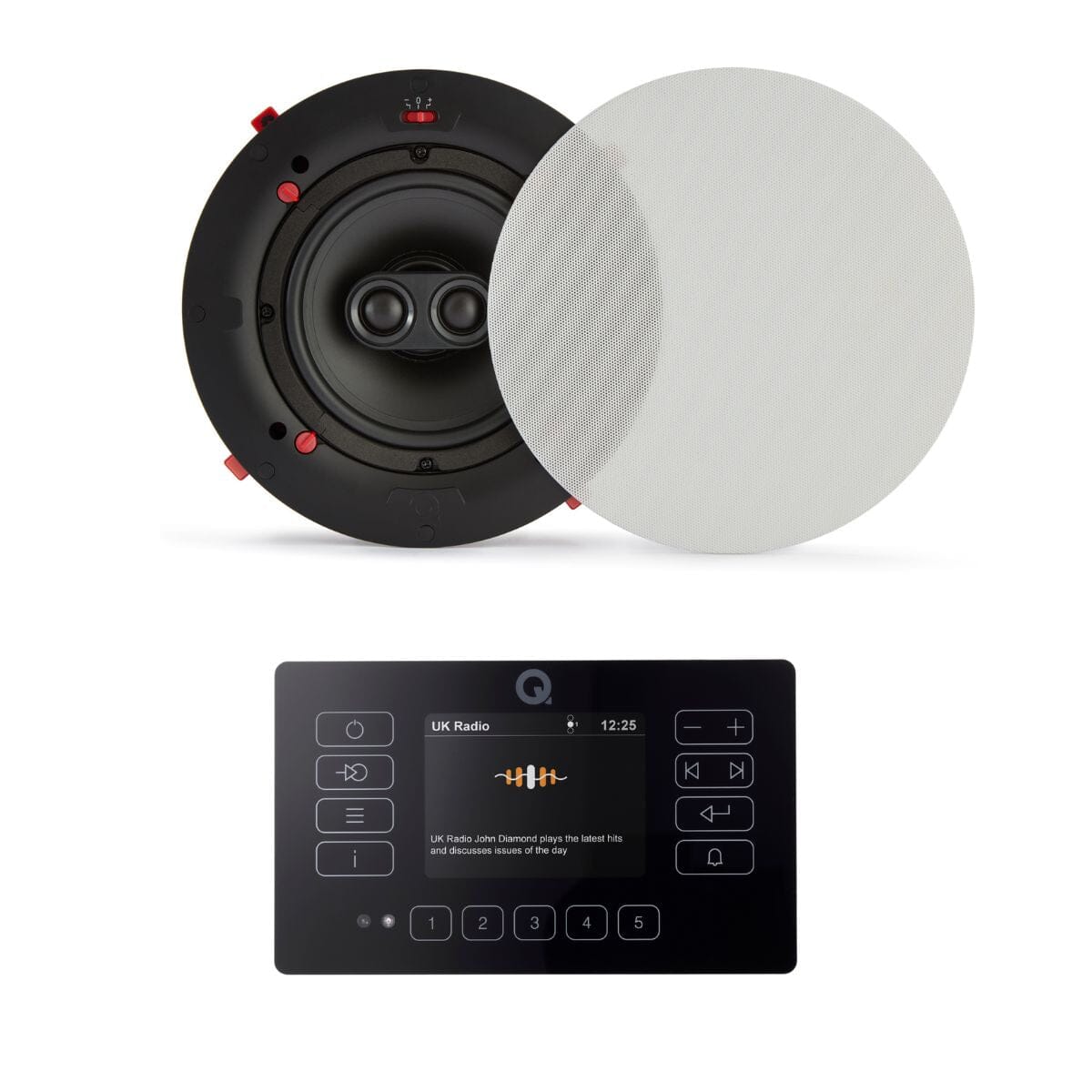 Q Acoustics E120 + QI65CWE 6.5" Bathroom Ceiling Speaker System with Bluetooth/FM/DAB - K&B Audio