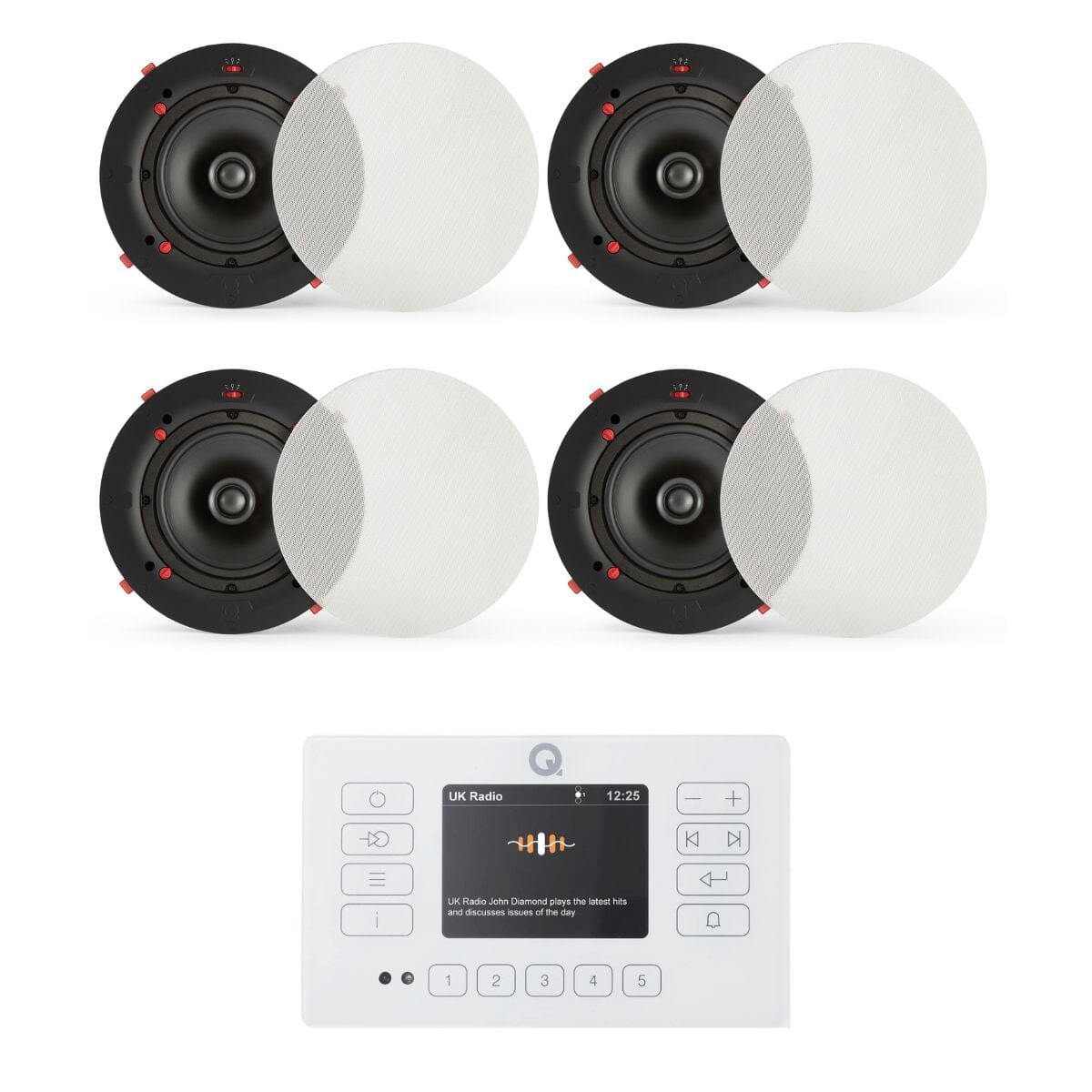 Q Acoustics E120 + QI80CE 8" Ceiling Speaker System with Bluetooth/FM/DAB - K&B Audio