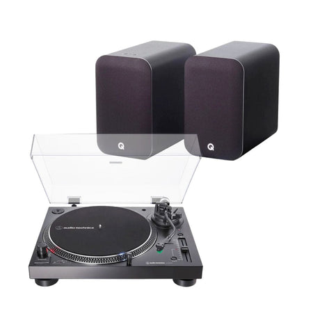 Q Acoustics M20 Active Bookshelf Speakers + Audio Technica AT-LP120XBT-USB Bluetooth Turntable - K&B Audio