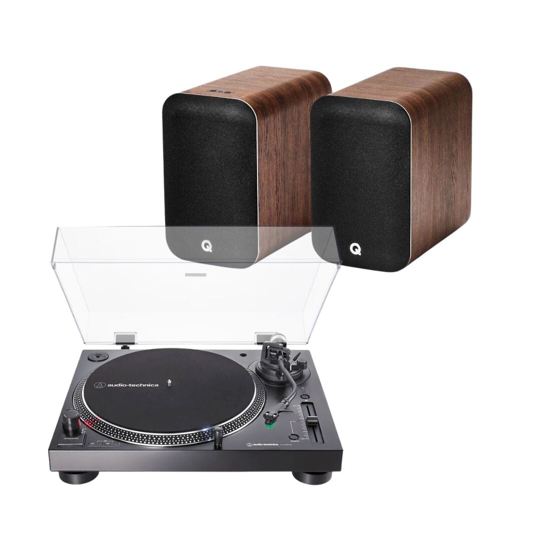 Audio Technica AT-LP120XBT-USB Bluetooth Turntable + Q Acoustics 