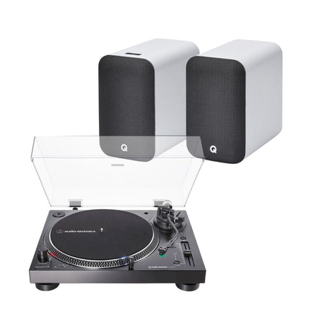 Q Acoustics M20 Active Bookshelf Speakers + Audio Technica AT-LP120XBT-USB Bluetooth Turntable - K&B Audio