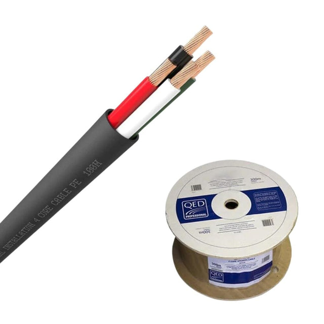 QED QX16/4 - 4 Core Outdoor Speaker Cable - Black (300m) - K&B Audio