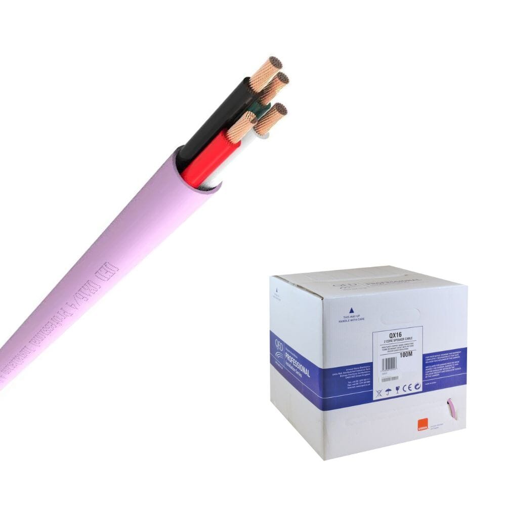 QED QX16/4 - 4 Core Speaker Cable - LSZH - Pink (100m) - K&B Audio