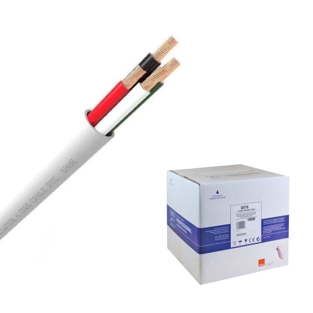QED QX16/4 - 4 Core Speaker Cable - PVC - White (100m) - K&B Audio