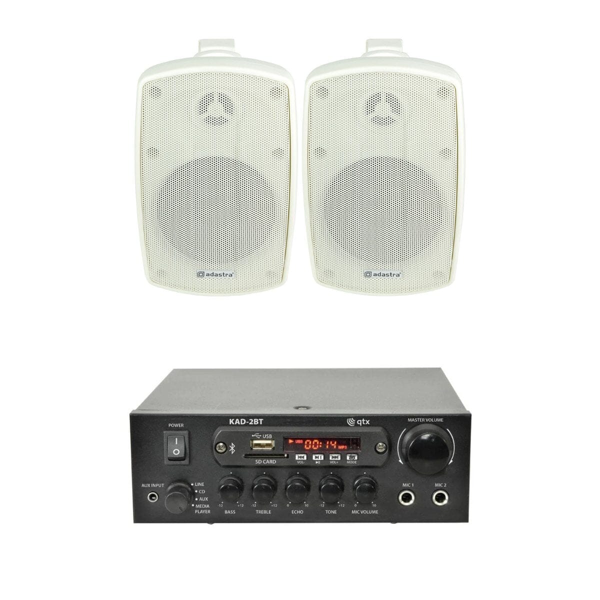 QTX KAD-2BT 4" Outdoor Speaker System with Bluetooth & FM Radio - K&B Audio