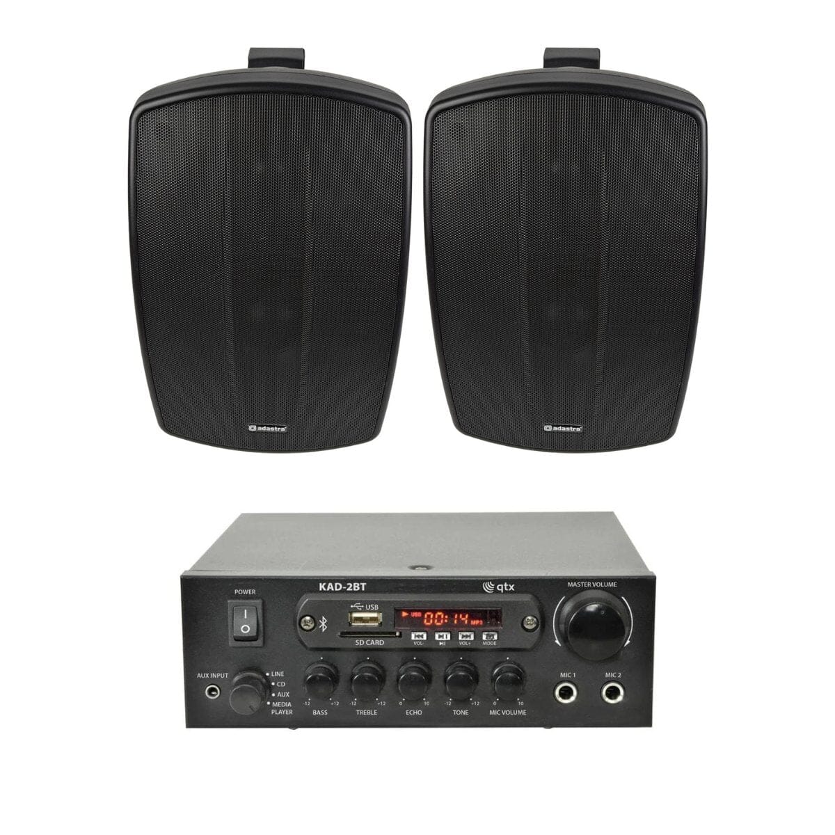 QTX KAD-2BT 6.5" Outdoor Speaker System with Bluetooth & FM Radio - K&B Audio