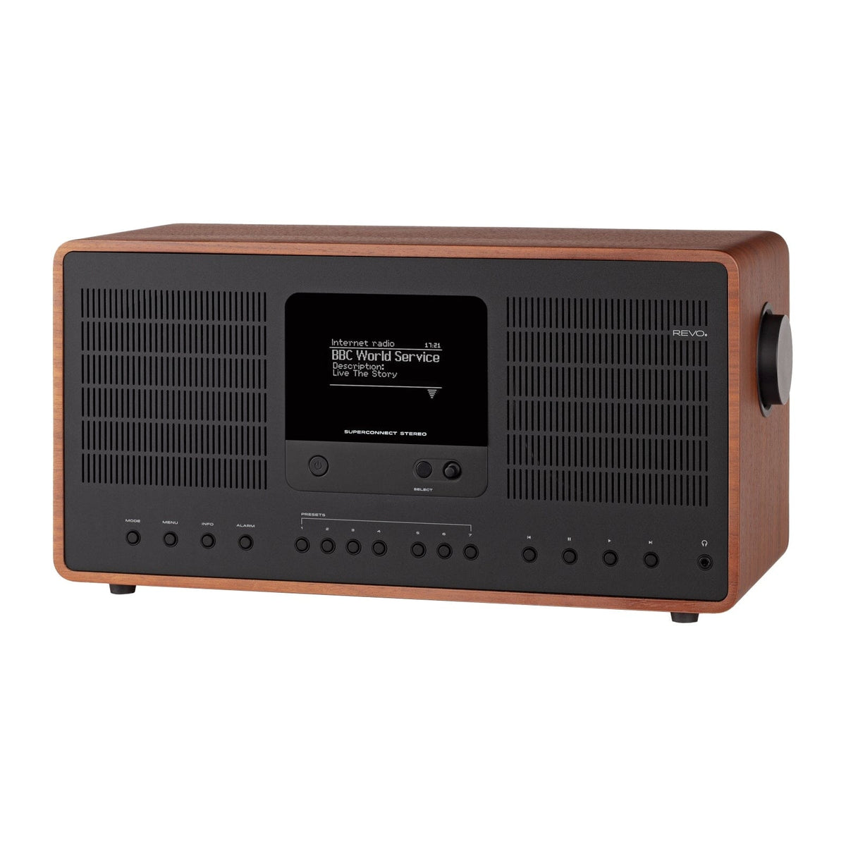 [OPEN BOX] REVO SuperConnect Stereo FM/DAB/Internet Radio with Bluetooth & WiFi - Black / Walnut - K&B Audio