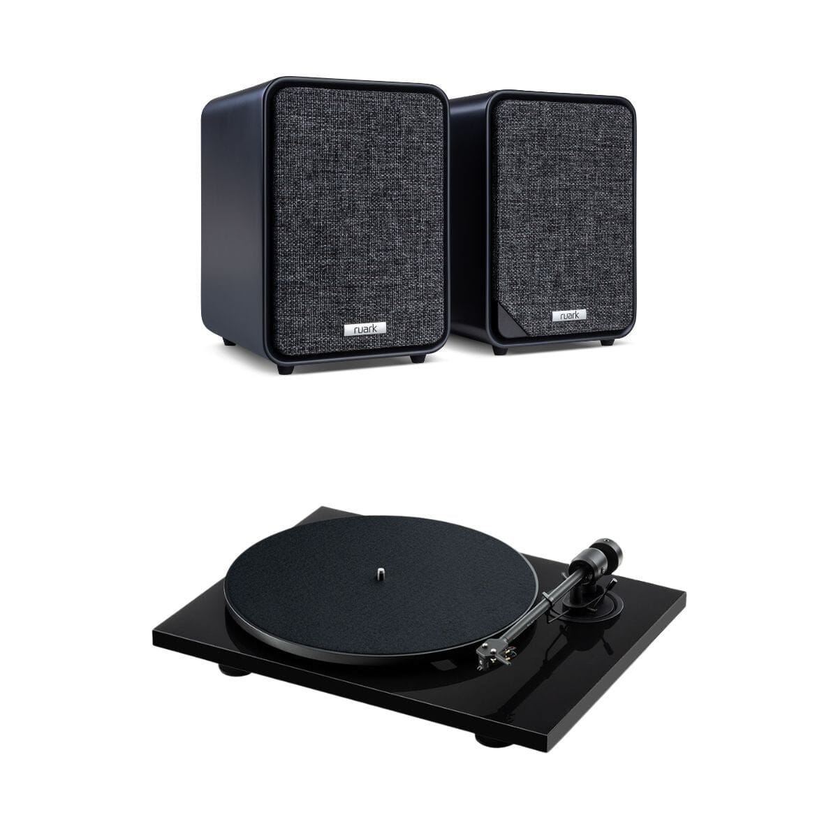 Ruark MR1 Active Bookshelf Speakers with Pro-Ject E1.2 Turntable Set - K&B Audio