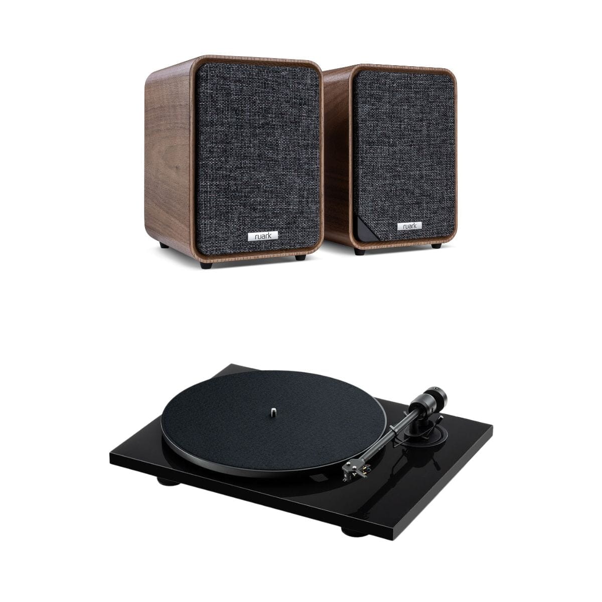 Ruark MR1 Active Bookshelf Speakers with Pro-Ject E1.2 Turntable Set - K&B Audio