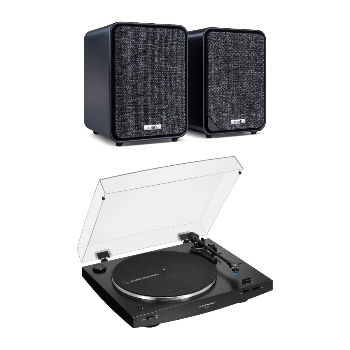 Ruark MR1 Bluetooth Bookshelf Speakers + Audio-Technica LP3XBT Automatic Bluetooth Turntable - K&B Audio