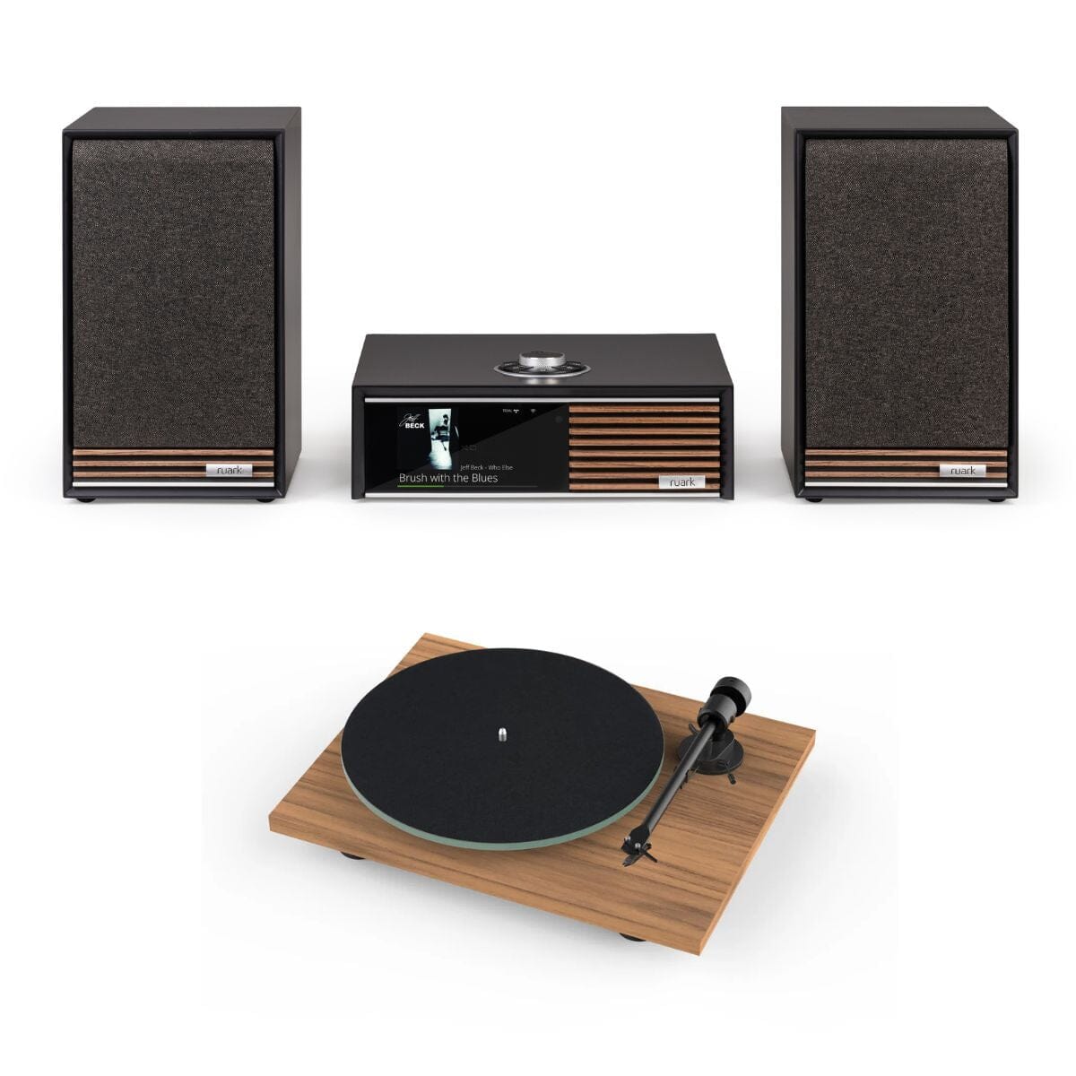 Ruark R610 Integrated Amplifier + Sabre Bookshelf Speakers + Pro-Ject T1 EVO Turntable Set - K&B Audio