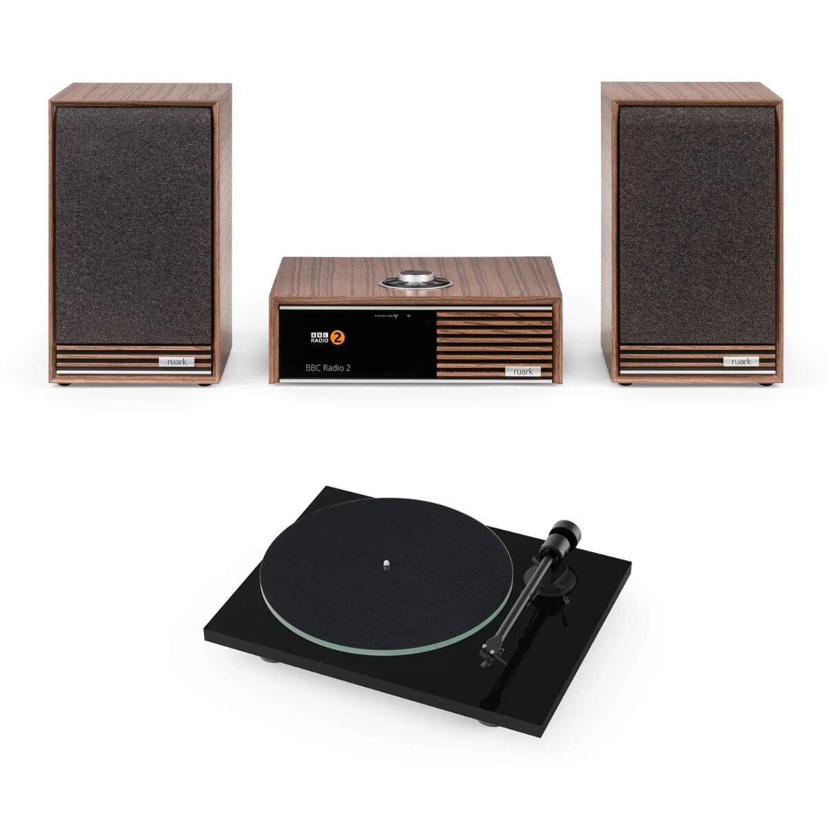 Ruark R610 Integrated Amplifier + Sabre Bookshelf Speakers + Pro-Ject T1 EVO Turntable Set - K&B Audio