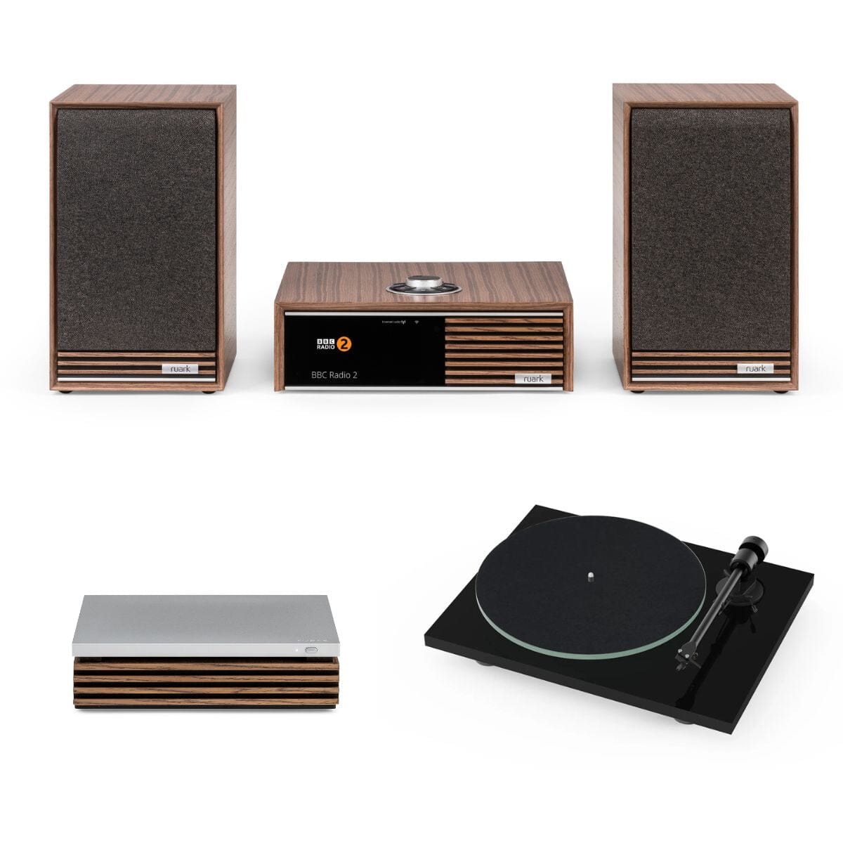 Ruark R610 Integrated Amplifier + Sabre Bookshelf Speakers + Pro-Ject T1 EVO Turntable Set - K&B Audio