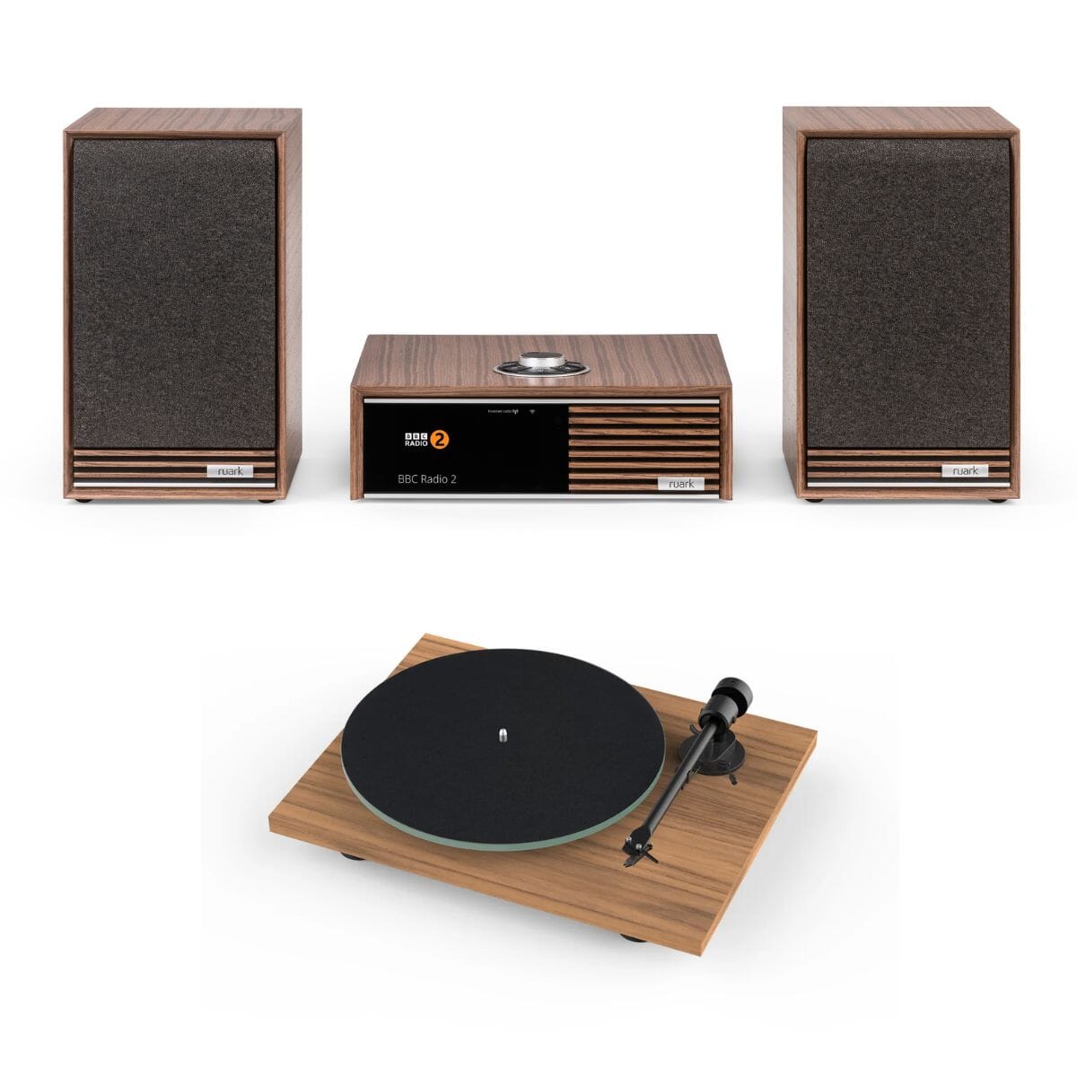 Ruark R610 Integrated Amplifier + Sabre Bookshelf Speakers + Pro-Ject T1 EVO Turntable Set - K&B Audio