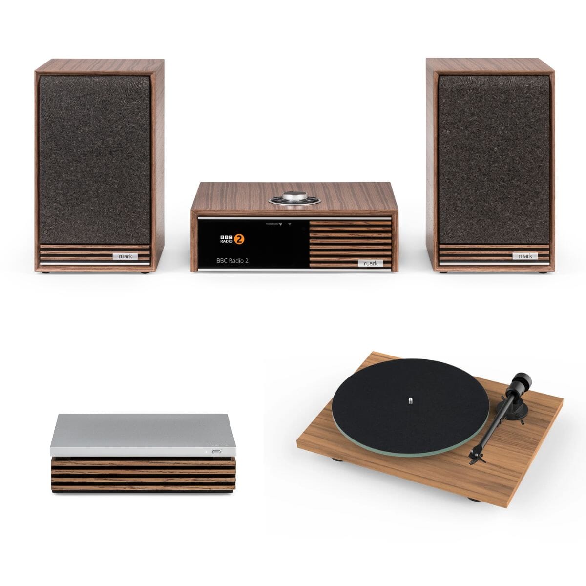 Ruark R610 Integrated Amplifier + Sabre Bookshelf Speakers + Pro-Ject T1 EVO Turntable Set - K&B Audio