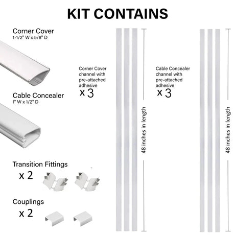 Sanus 12-Piece 48" x 1" PVC White Home Theater Cabling Kit (Holds up to 4 Cables) Accessories Sanus 