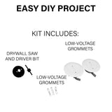 Sanus 5-Piece 3-3/4" x 3.75" PVC White Flat Screen TV In Wall Grommet Kit - K&B Audio