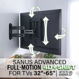 Sanus Advanced Full-Motion 4D® + Shift™ TV Wall Mount for TVs 32"-65" - K&B Audio