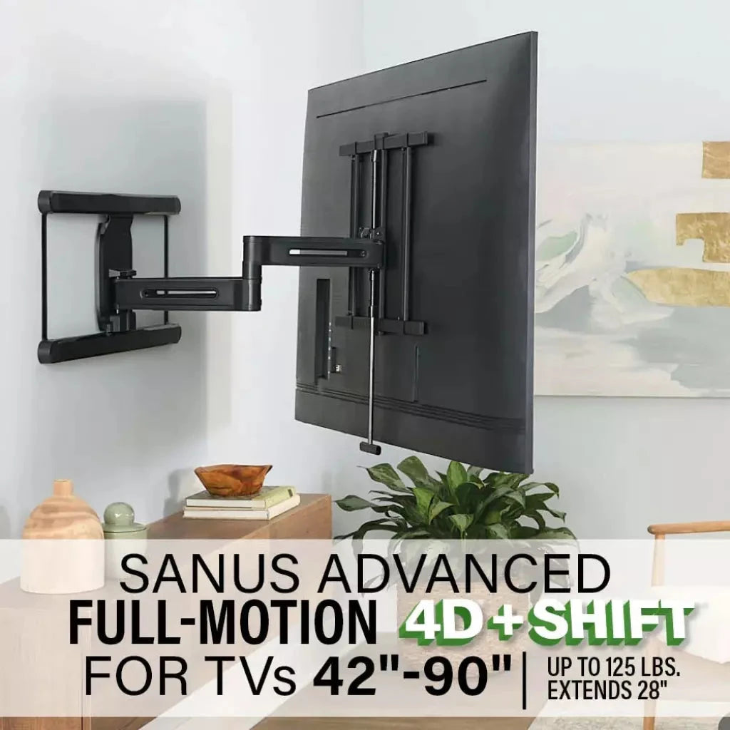 Sanus Advanced Full-Motion 4D® + Shift™ TV Wall Mount for TVs 42"-90" - K&B Audio