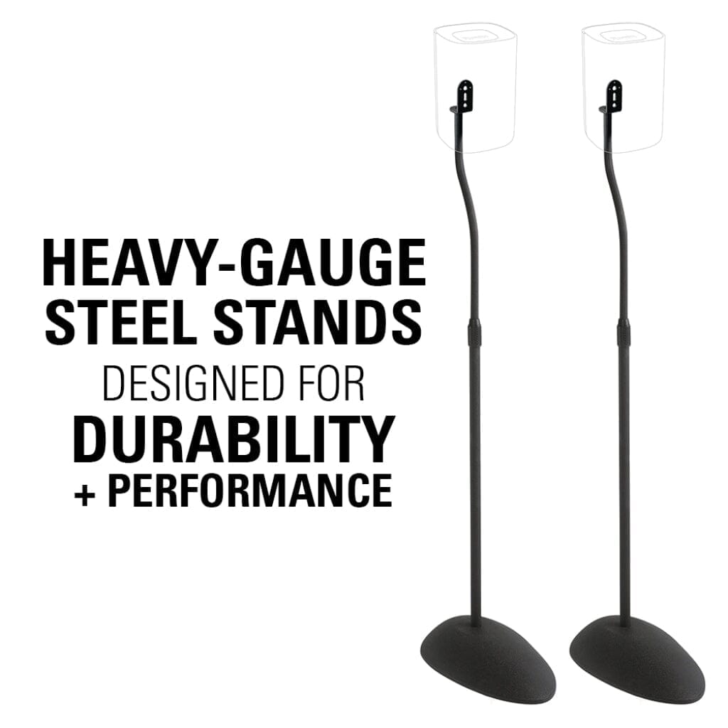 Sanus HTB3-B1 Adjustable Speaker Stands for Satellite Speakers up to 4 lbs - K&B Audio