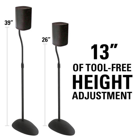 Sanus HTB3-B1 Adjustable Speaker Stands for Satellite Speakers up to 4 lbs - K&B Audio