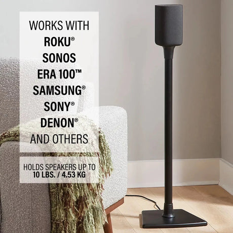 Sanus Universal Speaker Stands for Speakers up to 10 lbs, Pair - Black - K&B Audio