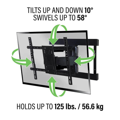 Sanus VLFS820 Super Slim Full-Motion TV Mount for Most 40"-90" TVs up to 125 LBS - K&B Audio