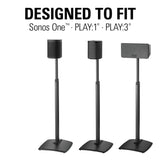 SANUS WSSA2 Adjustable Height Wireless Speaker Stand, designed for Sonos One SL, Play:1, Play:3 - Pair - K&B Audio