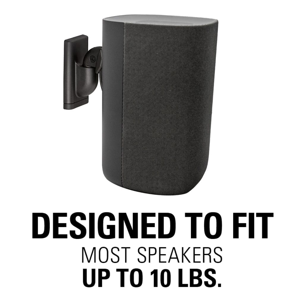 SANUS WSWMU2-B2 Speaker Wall Mounts for Bookshelf Speakers up to 10 lbs - Pair - K&B Audio