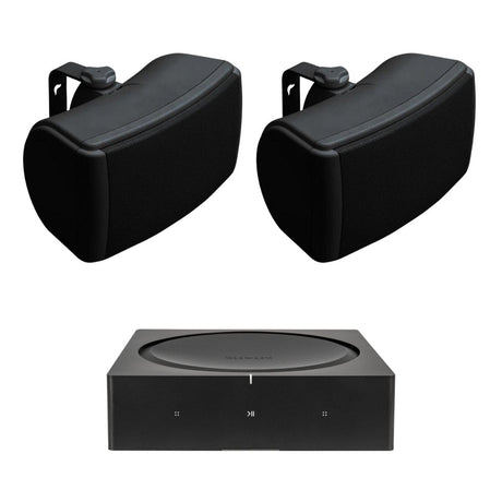 Sonos AMP + Q Acoustics 6.5" Outdoor Speakers (QI65EW) Outdoor Speaker Systems Sonos Black 