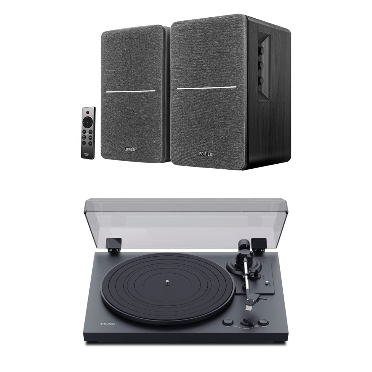 KENWOOD A-68 ステレオインテグレーテッドアンプ TEAC TN-175 Automatic Turntable + Edifier R1280T Active Bookshelf