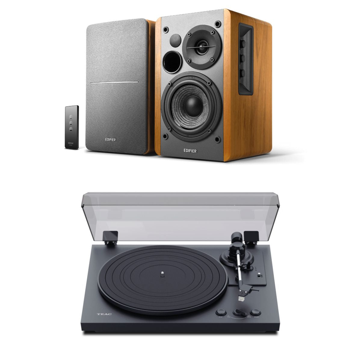 TEAC TN-175 Automatic Turntable + Edifier R1280T Active Bookshelf Speakers