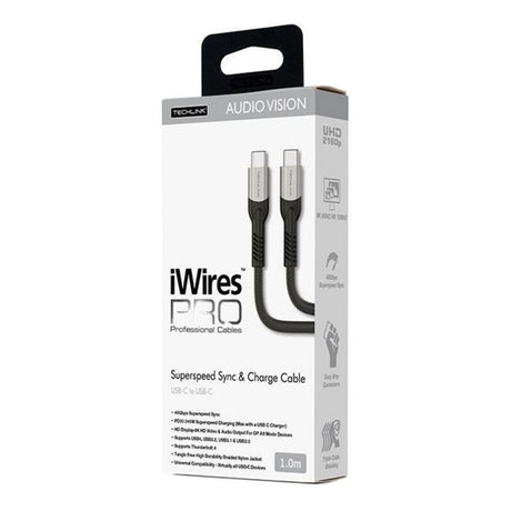 Techlink iWires Pro USB-C to USB-C Superspeed Sync & 240W Charge Cable - 1m Cables Techlink 