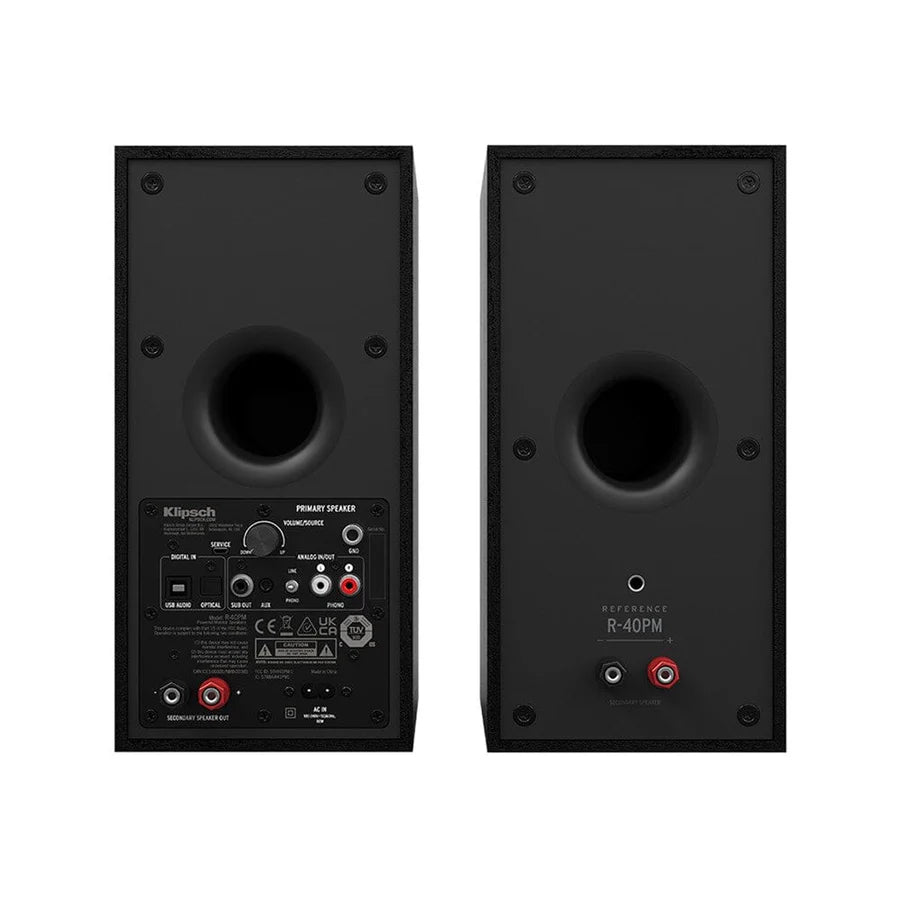 Klipsch R-40PM 70W Active Bookshelf Speakers + Victrola Automatic Bluetooth Turntable - K&B Audio